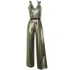 Me&thee Women's Gold / Silver Nerves Of Steel Gold Metallic Jumpsuit In Green