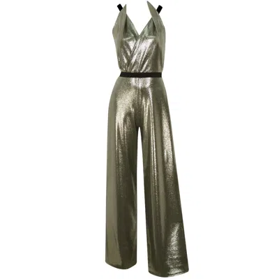 Me&thee Women's Gold / Silver Nerves Of Steel Gold Metallic Jumpsuit In Green