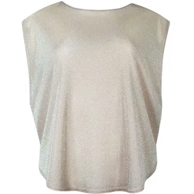 Me&thee Women's Neutrals Needs Must Ivory Lurex Tee In White