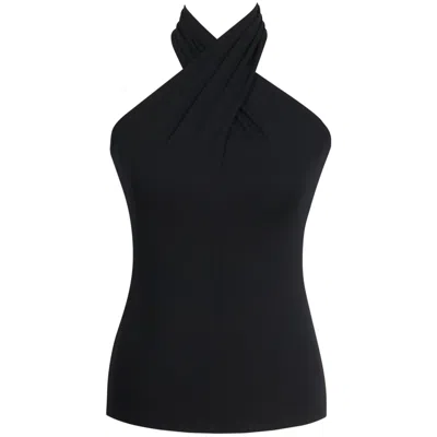 Me&thee Women's None Surrender Black Halter Neck Top