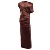Me&thee Women's Orange / Neutrals Over And Out Copper Velvet Maxi Dress In Brown