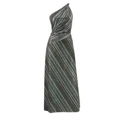 Me&thee Women's Pandora's Box Metallic Stripe Dress In Gray