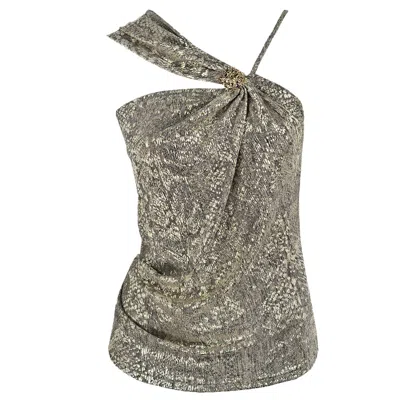 Me&thee Women's Passer By Gold Metallic Snakeskin Top