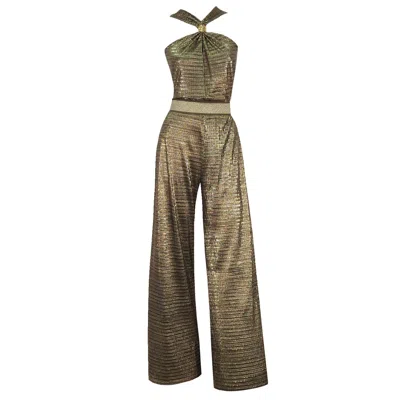 Me&thee Women's Pennies From Heaven Metallic Antique Gold Jumpsuit