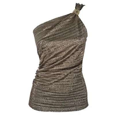 Me&thee Women's Pick N Mix Metallic Antique Gold One Shoulder Top In Gray