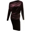 Me&thee Women's Missing Link Wine Velvet Drop Shoulder Dress In Burgundy