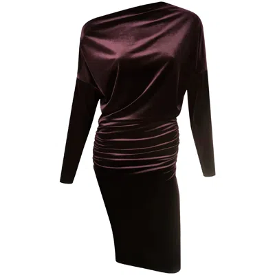 Me&thee Women's Missing Link Wine Velvet Drop Shoulder Dress In Burgundy