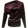 Me&thee Women's Must Be Love Wine Velvet Drop Shoulder Top In Burgundy