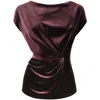 Me&thee Women's Red Mad As A Hatter Wine Velvet Top In Brown
