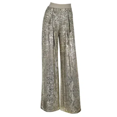 Me&thee Women's Pipe Dream Gold Metallic Snakeskin Trouser