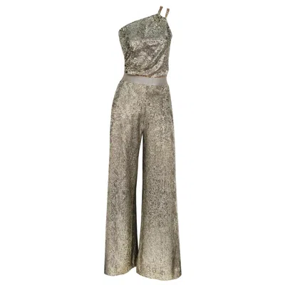 Me&thee Women's Ponder A Thought Gold Metallic Snakeskin Jumpsuit In Multi