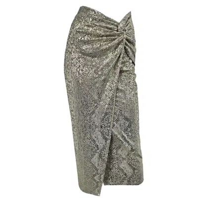 Me&thee Women's Powder Puff Gold Metallic Snakeskin Skirt In Silver