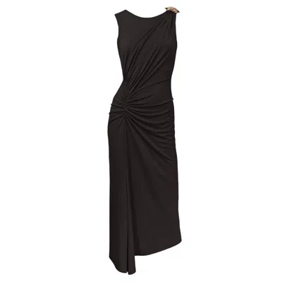 Me&thee Women's Prima Donna Black Dress With Brooch Detail