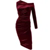 Me&thee Women's Red Open-hearted Burgundy Velvet Dress In Red