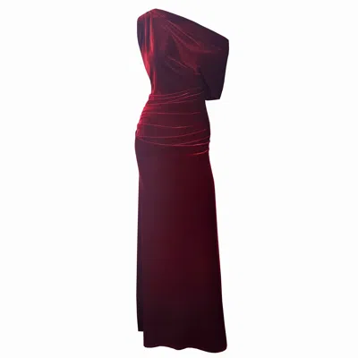 Me&thee Women's Red Rhyme Nor Reason Burgundy Velvet Maxi Dress