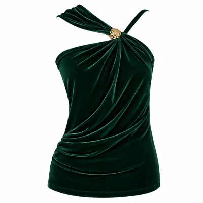 Me&thee Women's Right On Emerald Green Velvet Top