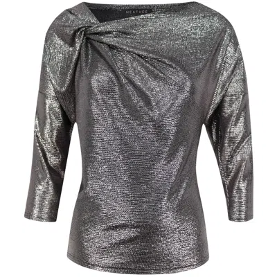 Me&thee Women's Silver My Giddy Aunt Gunmetal Metallic Top