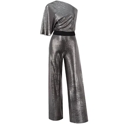 Me&thee Women's Silver My Old China Gunmetal Metallic Jumpsuit
