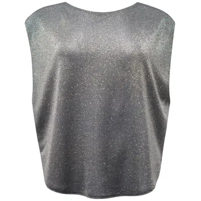 Me&thee Women's Silver / Grey Nail Biter Silver Grey Lurex Tee