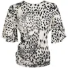 Me&thee Women's White / Black New Era Leopard Animal Print Jersey Top In White