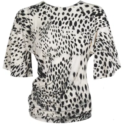 Me&thee Women's White / Black New Era Leopard Animal Print Jersey Top