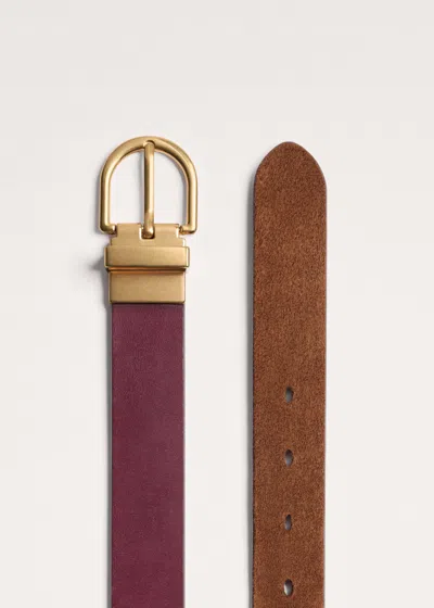 Me+em 30mm Round Buckle Reversible Belt Port Brown-caramel In Port Brown/caramel