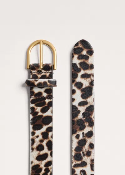 Me+em 30mm Winter Leopard Hair Belt Off White-chocolate In Off White/chocolate