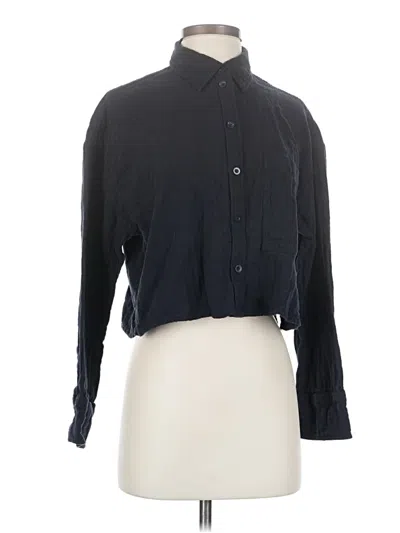 Pre-owned Me+em 3/4 Sleeve Button Down Shirt In Black