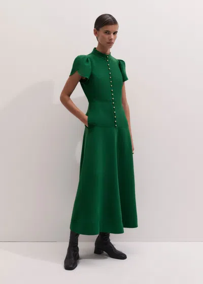 Me+em A-line Feature Button Maxi Dress Eden Green