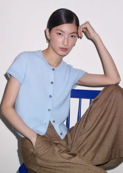 Me+em Alpaca Button-through Knit Baby Tee Chambray Blue