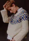 Me+em Alpaca Cotton Jacquard Sweater In Cream Mélange Multi