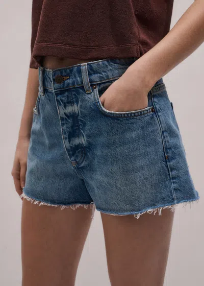 Me+em Authentic Cut Off Short Authentic Mid Blue Wash In Multi