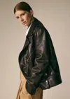 Me+em Authentic Leather Biker Jacket In Black
