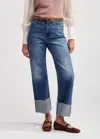 Me+em Authentic Relaxed Deep Turn-up Jean In Mid Blue Wash