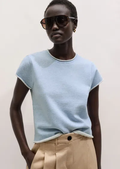 Me+em Baby Tee Lightweight Sweatshirt Chambray Marl In Blue