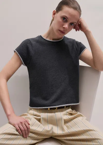 Me+em Baby Tee Lightweight Sweatshirt Charcoal Marl In Blue