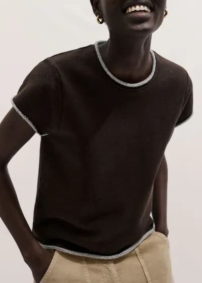 Me+em Baby Tee Lightweight Sweatshirt Warm Chocolate Melange In Brown