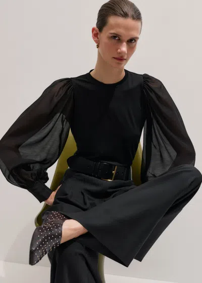 Me+em Balloon Sleeve Slim Layering Top Black