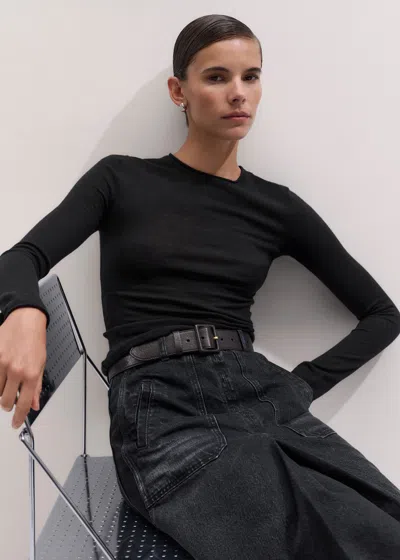 Me+em Barely There Jersey Stitch Crew Neck Black