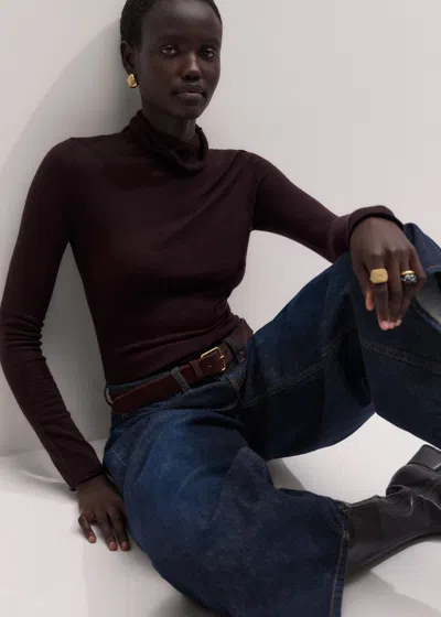 Me+em Barely There Rolled Edge Slim Layering Jumper Port Brown