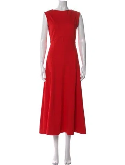 Pre-owned Me+em Bateau Neckline Midi Length Dress In Red