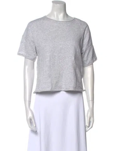 Pre-owned Me+em Bateau Neckline Short Sleeve Crop Top In White