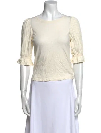 Pre-owned Me+em Bateau Neckline Short Sleeve Top In Yellow