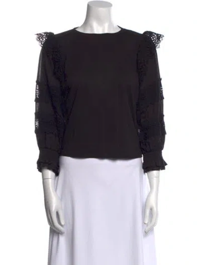 Pre-owned Me+em Bateau Neckline Three-quarter Sleeve Sweatshirt In Black