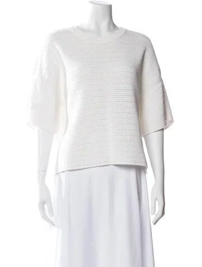 Pre-owned Me+em Bateau Neckline Three-quarter Sleeve Top In White