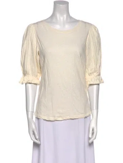 Pre-owned Me+em Bateau Neckline Three-quarter Sleeve T-shirt In Neutral