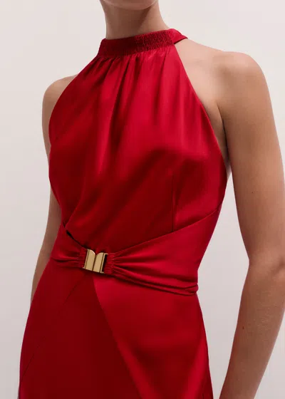 Me+em Beautifully Draped Full Length Dress Scarlet Red