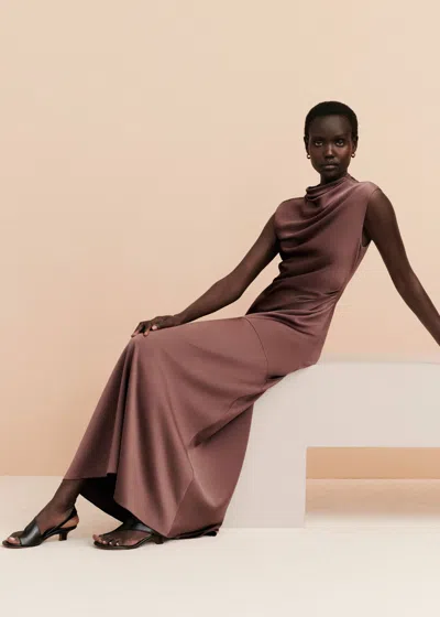 Me+em Bias Cut Full Length Dress Light Cinnamon Brown