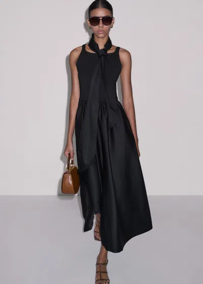 Me+em Boat Neck Fit And Flare Maxi Dress + Tie Black