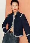 Me+em Bold Braid Short Fitted Jacket Navy In Blue